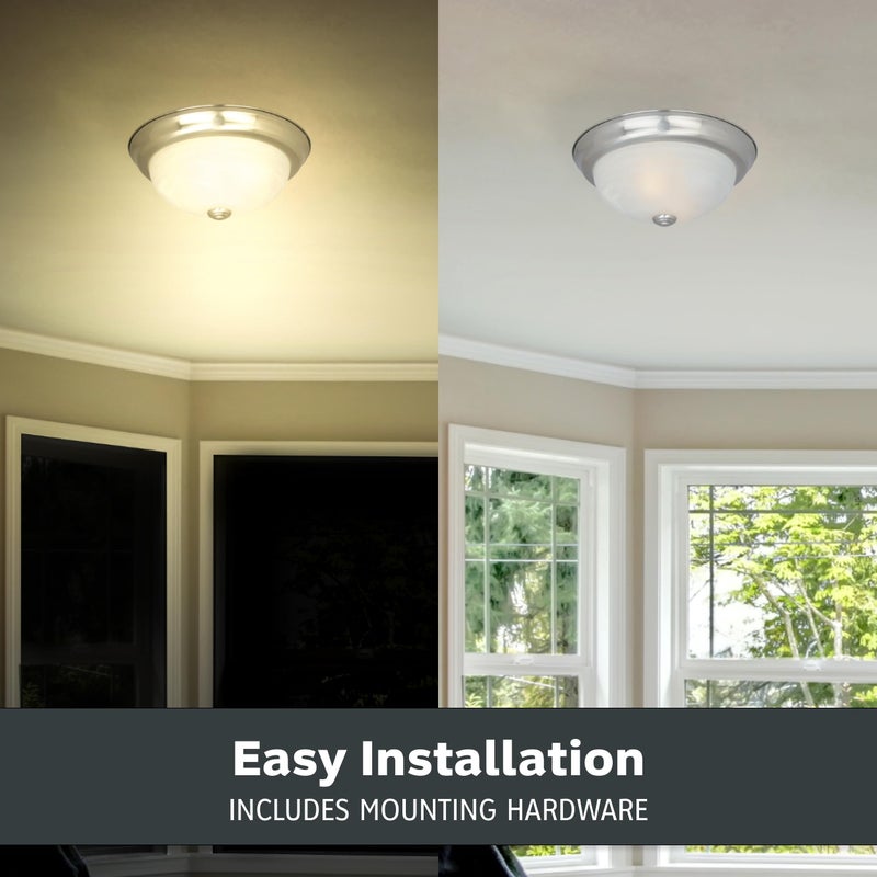 Designers Fountain 15 in Modern 3-Light Flush Mount Ceiling Light, Satin Platinum with Alabaster Glass Shade, 1257L-SP-AL - Image 5